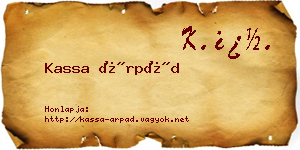 Kassa Árpád névjegykártya